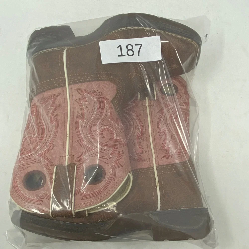 Durango Lil Durango Kids 8 Inch Western Boots Tan Pink BT287 Square Toe Size 11M